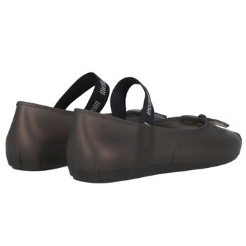 Girls Black Bow Jelly Shoes