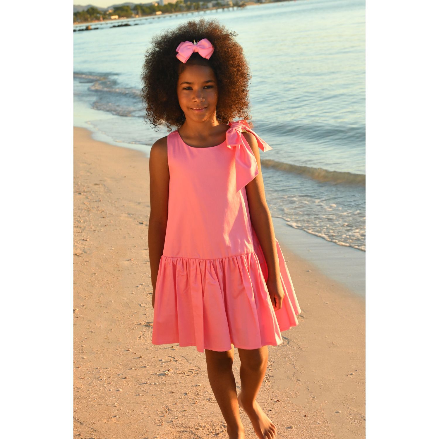 فستان وردي مع فيونكة للبنات, 1, hi-res