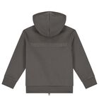 Beige Logo Hooded Zip Up Top, 4, hi-res