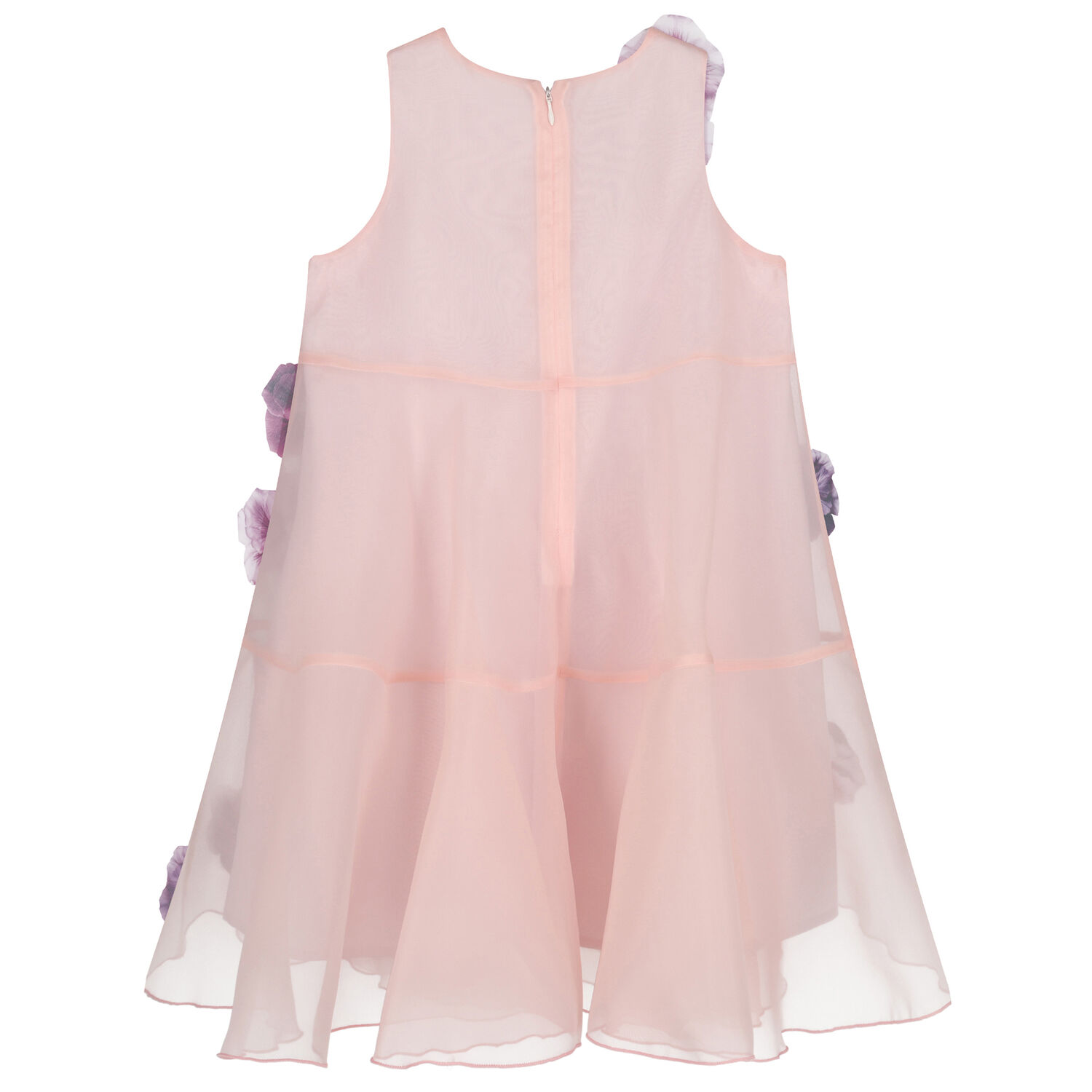 Girls Pink 3D Floral Organza Dress, 1, hi-res