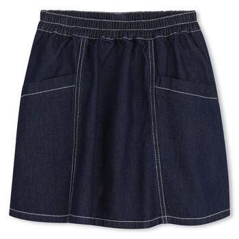 Girls Navy Blue Denim Logo Skirt