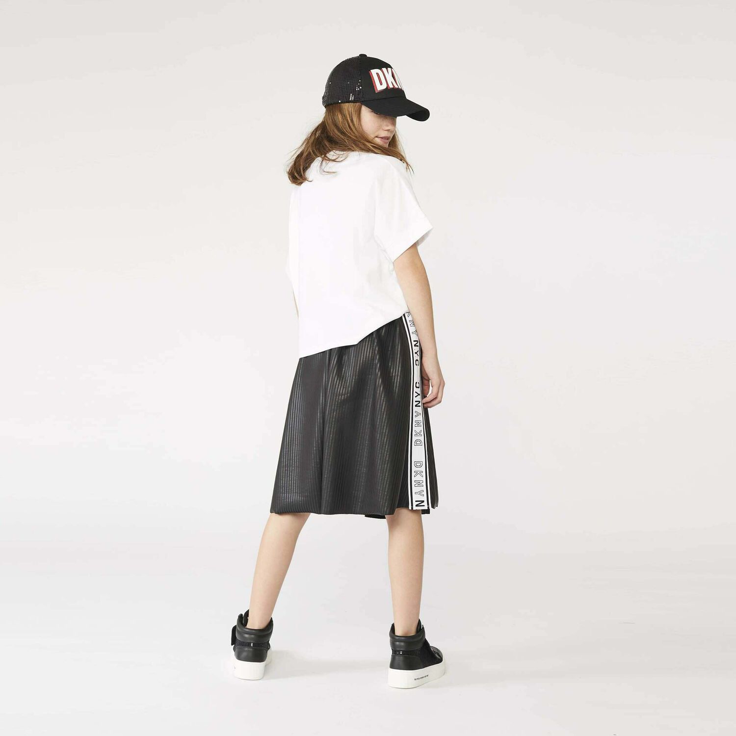 Girls Black Logo Skirt, 1, hi-res