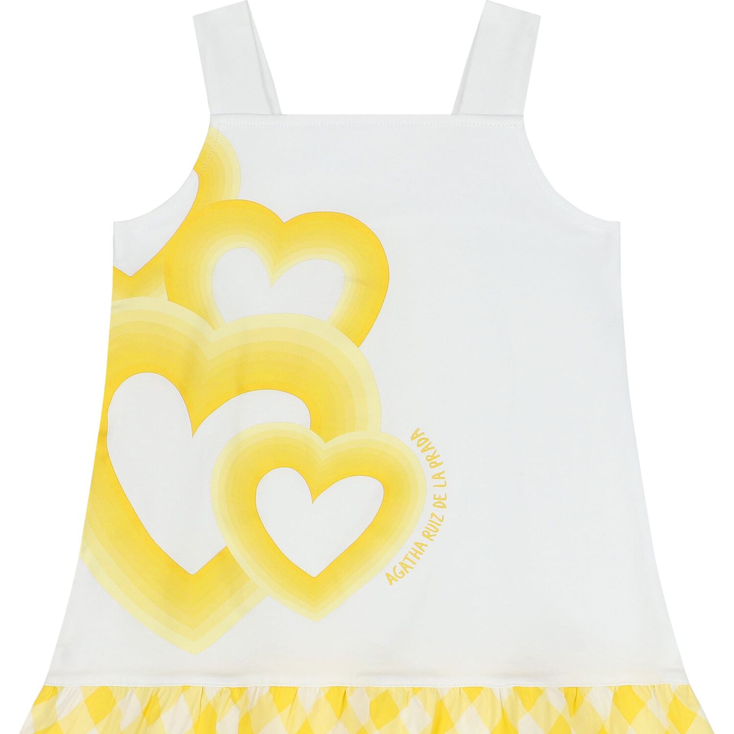 Girls Yellow & White Logo Dress, 1, hi-res