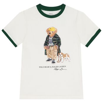 Boys Ivory & Green Polo Bear T-Shirt