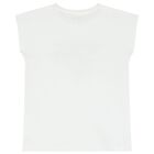 Girls White Sequined Logo T-Shirt, 1, hi-res