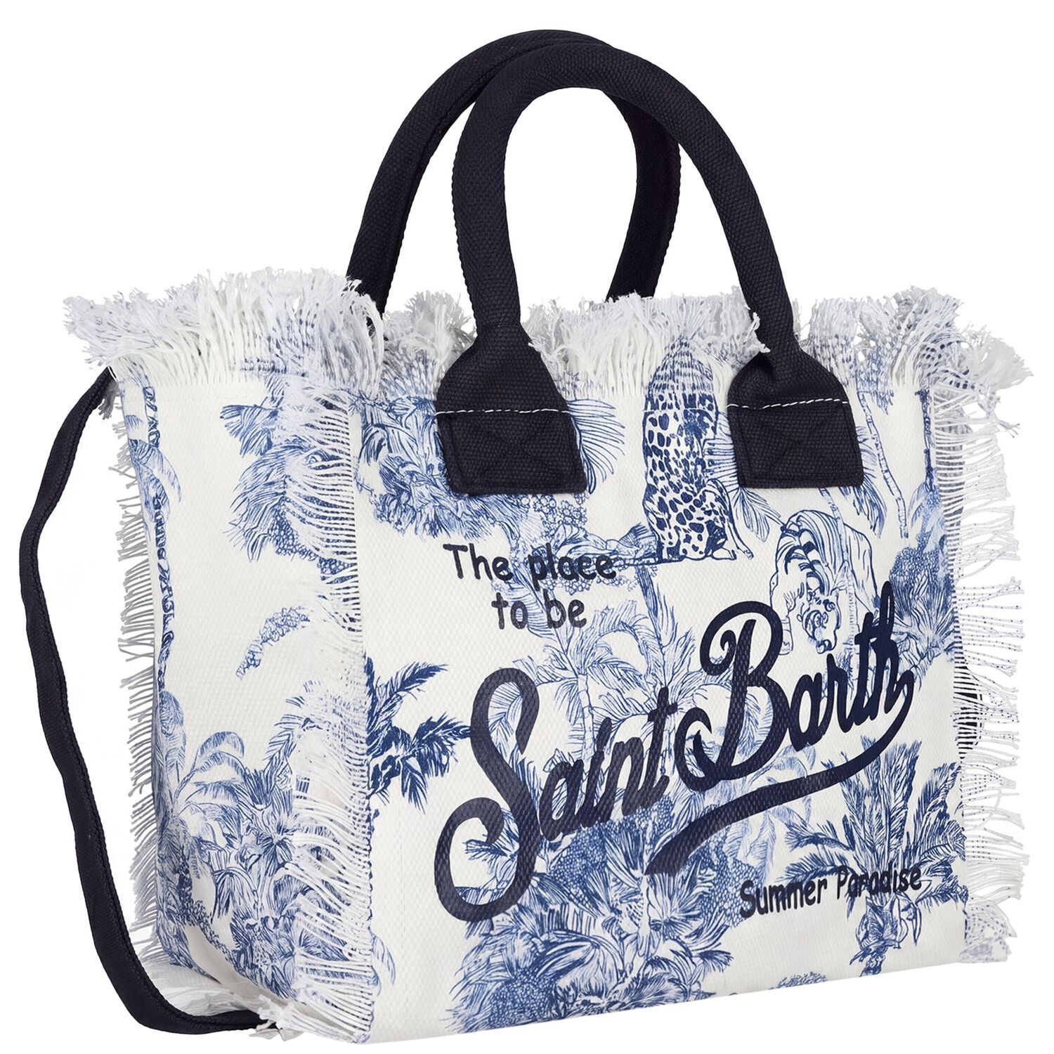 Girls White & Navy Blue Colette Logo Tote Bag ( 30cm ), 1, hi-res
