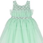 Girls Green Embellished Haute Couture Dress, 1, hi-res