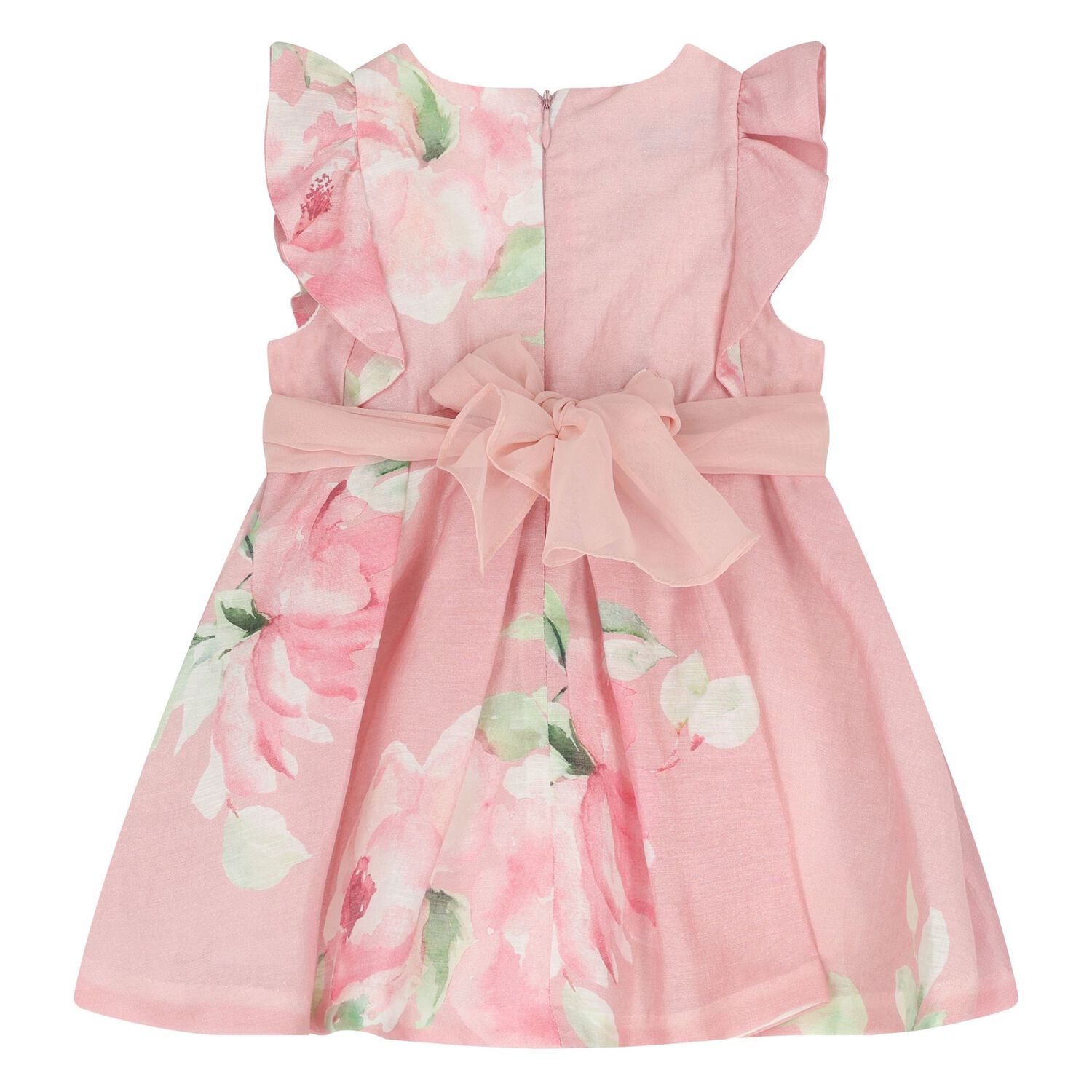 Younger Girls Pink Flower Dress, 1, hi-res