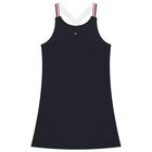 Girls Navy Blue Logo Dress, 1, hi-res