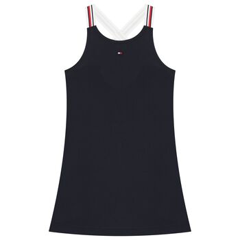 Girls Navy Blue Logo Dress