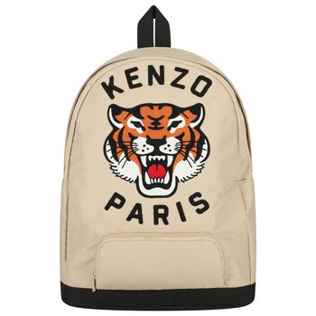 Beige Tiger Logo Backpack