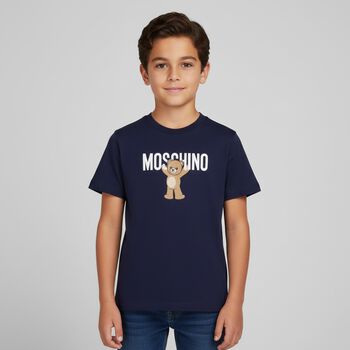 تي شيرت بالشعار بطبعه تيدى بير باللون الكحلى