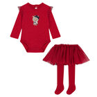 Baby Girls Red Swan Dress Set, 2, hi-res