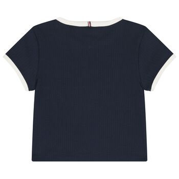 Girls Navy Blue Logo T-Shirt