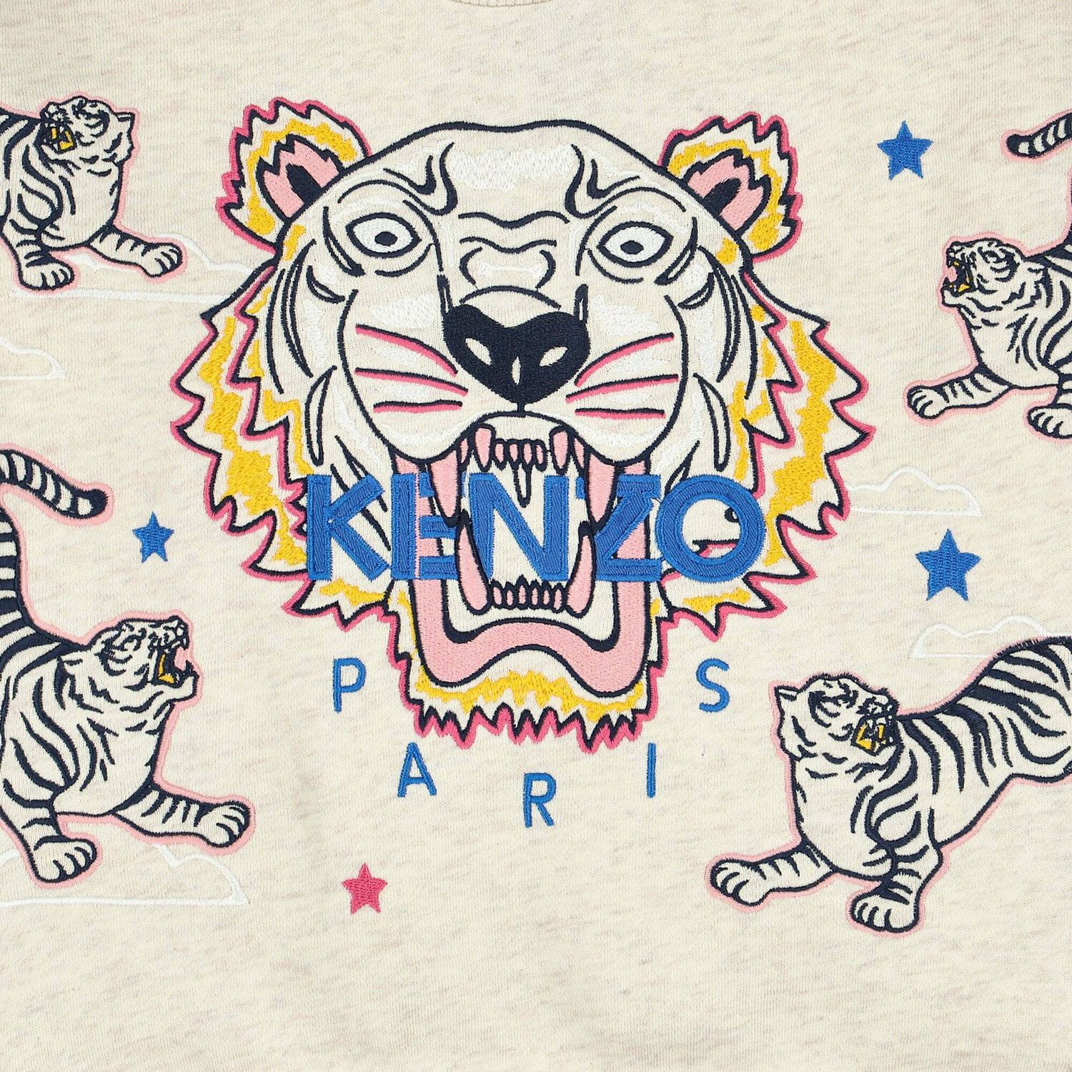 Younger Girls Beige Tiger Sweatshirt, 1, hi-res