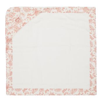 Baby Girls Ivory & Pink Toile De Jouy Hooded Towel