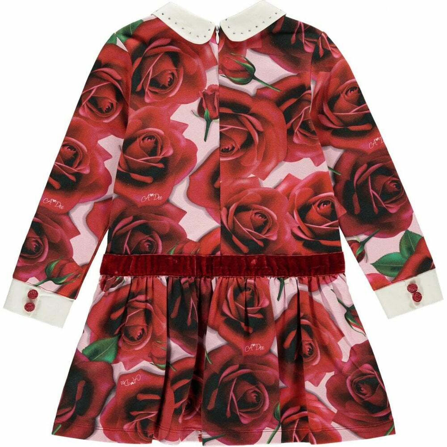 Girls Rose Print Dress, 1, hi-res