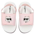 Girls Pink & White Ikonik Choupette Sandals, 2, hi-res