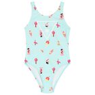 مايوه بنات بالشعار باللون الأزرق أكوا, 1, hi-res