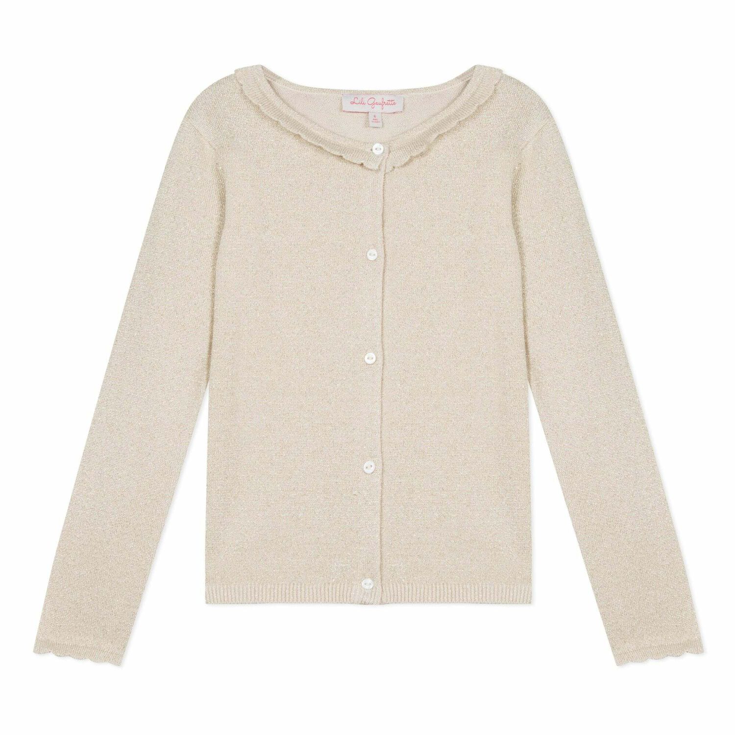 Girls Gold Knitted Cardigan, 1, hi-res
