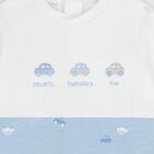 Baby Boys White & Blue Car Romper, 1, hi-res