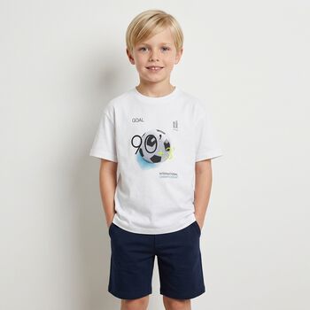 تيشيرت كرة قدم باللون ألابيض للأولاد
