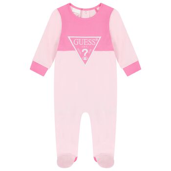 Guess Baby Girls Pink Logo Babygrow, 3 Baby Girls Pink Logo Babygrow