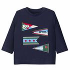 Younger Boys Navy Blue Top, 1, hi-res