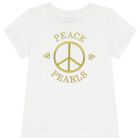تيشيرت للبنات بالشعار باللون الأبيض, 1, hi-res