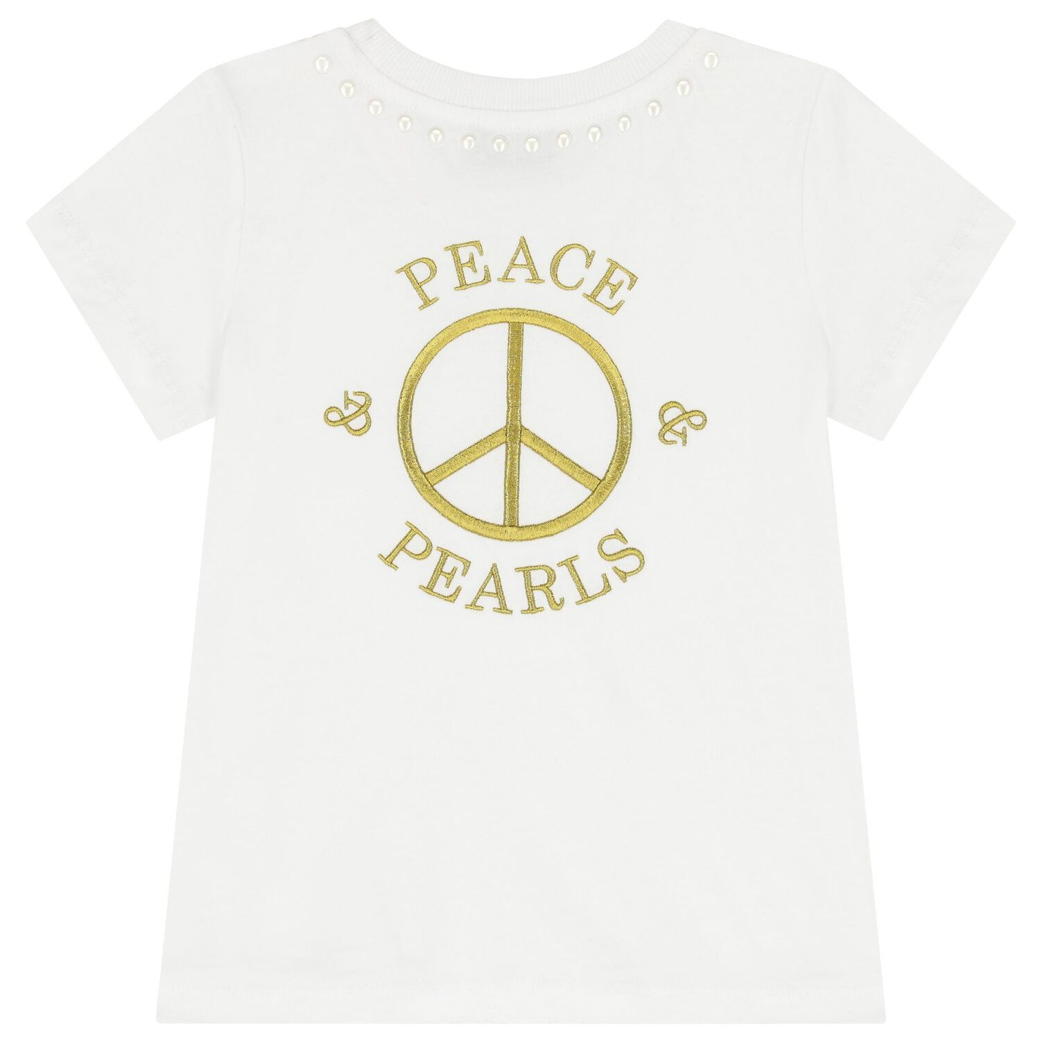 تيشيرت للبنات بالشعار باللون الأبيض, 1, hi-res image number null