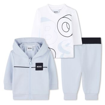 Baby Boys Blue & White Logo Tracksuit Set