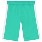 Boys Green & White Logo Shorts, 2, hi-res
