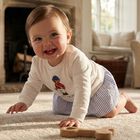 طقم فستان أبيض للبنات بتصميم دب بولو أبيض, 1, hi-res