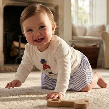 طقم فستان أبيض للبنات بتصميم دب بولو أبيض