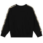 Girls Black Logo Sweatshirt, 1, hi-res