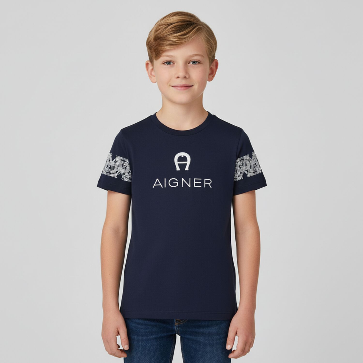 Boys Navy Blue Logo T-Shirt, 2, hi-res