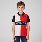 تيشيرت بولو بالشعار باللون الاحمر والابيض للاولاد, 1, hi-res