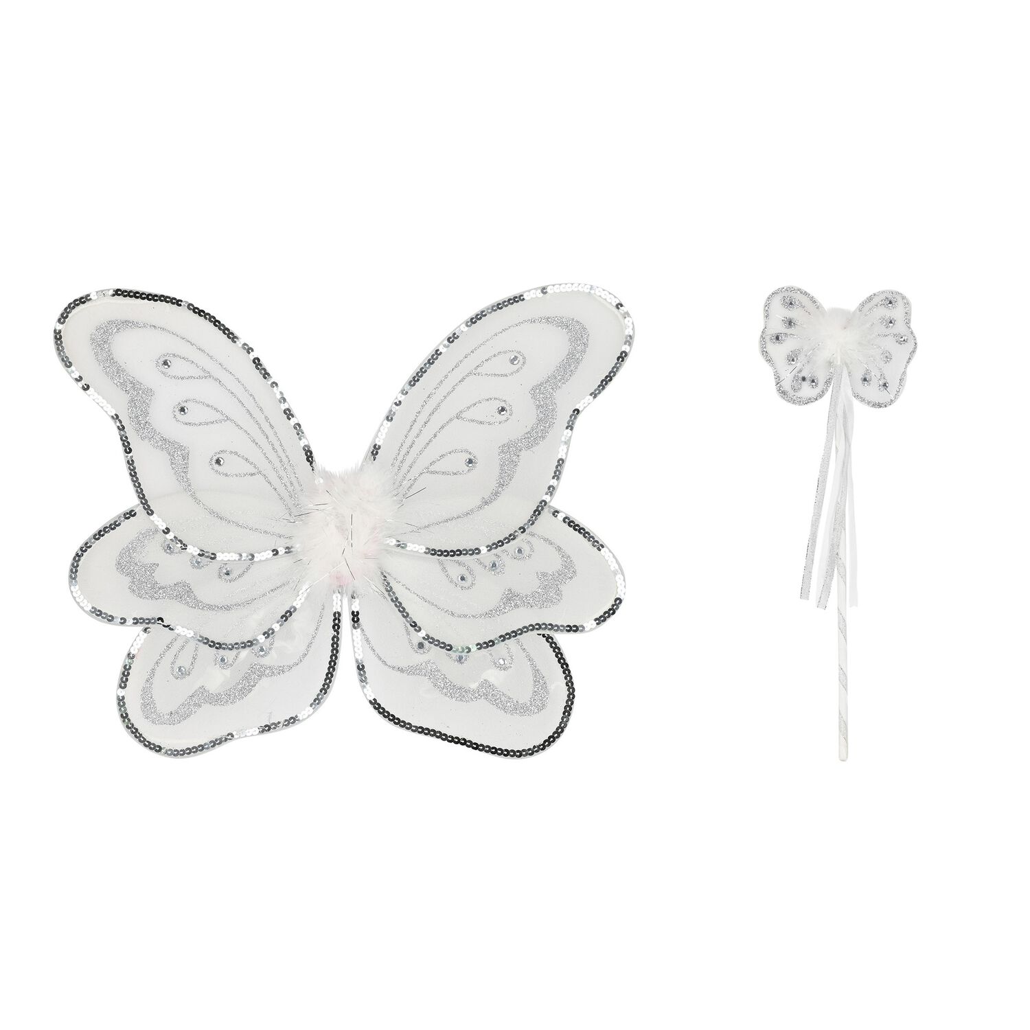 Girls Silver Wings & Wand Set, 1, hi-res image number null