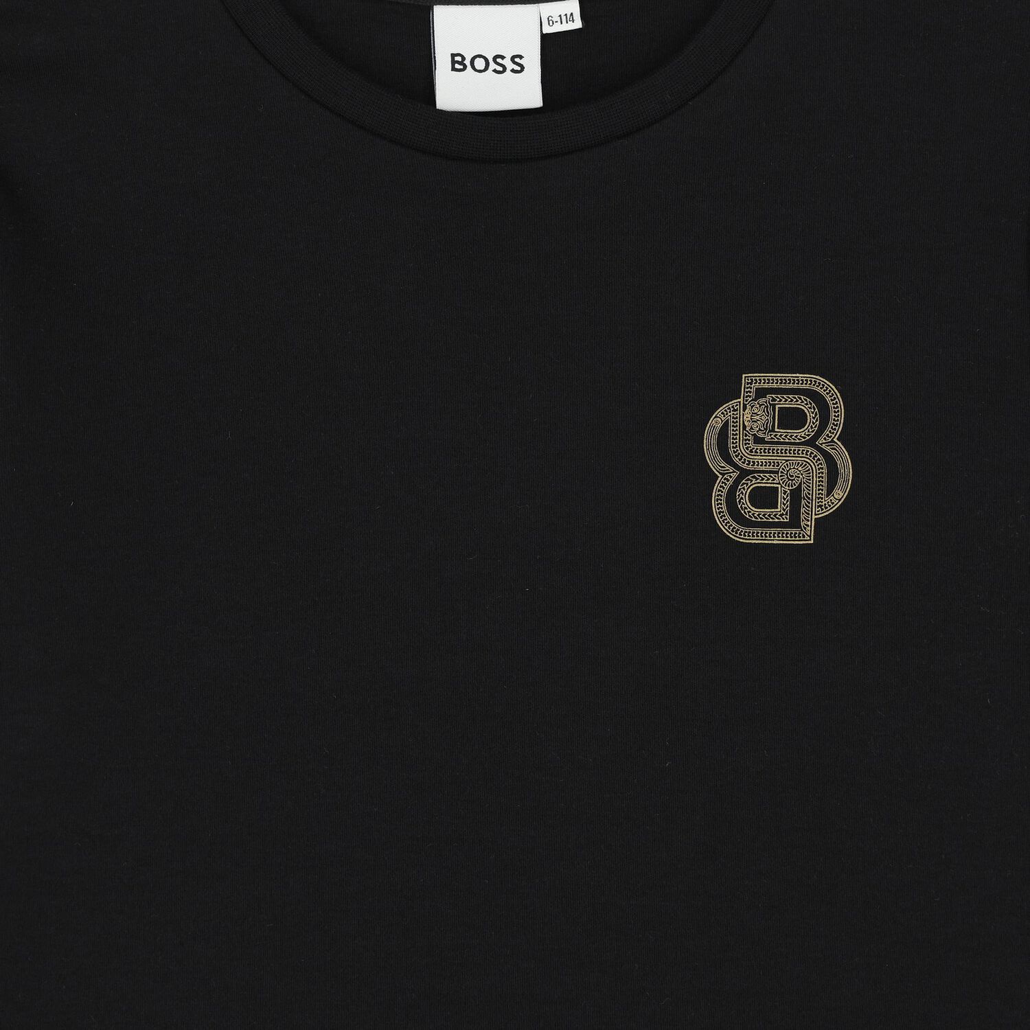 توب أولاد بأكمام طويلة بالشعار باللون الأسود, 1, hi-res