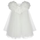Girls Cendice White Organza Floral & Tulle Cape Dress, 1, hi-res