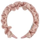 Girls Pink Pleated Ruffled Headband, 2, hi-res