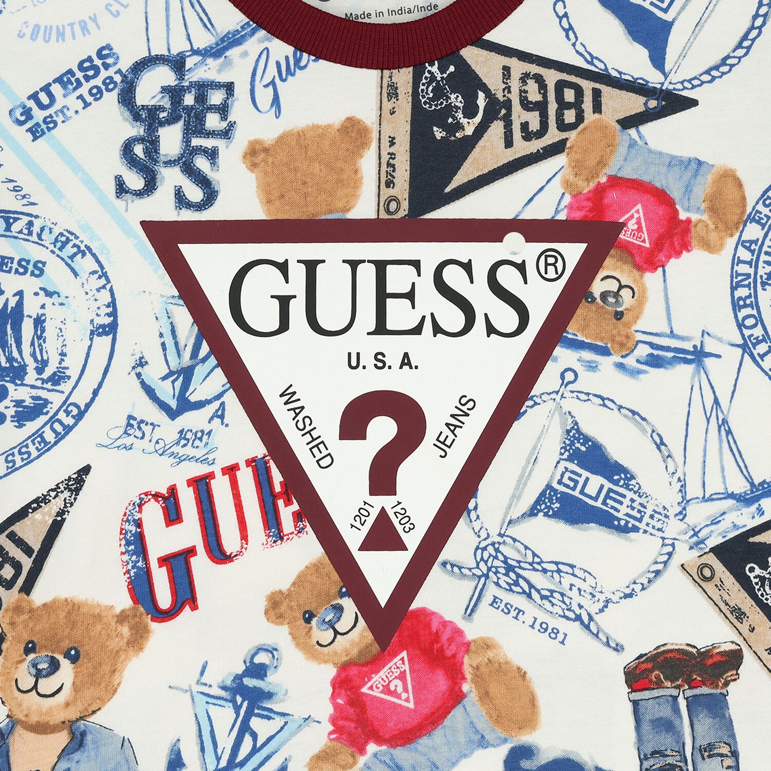 تيشيرت اولاد بالشعار باللون الابيض , 1, hi-res