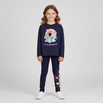 Girls Navy Blue Long Sleeve Top