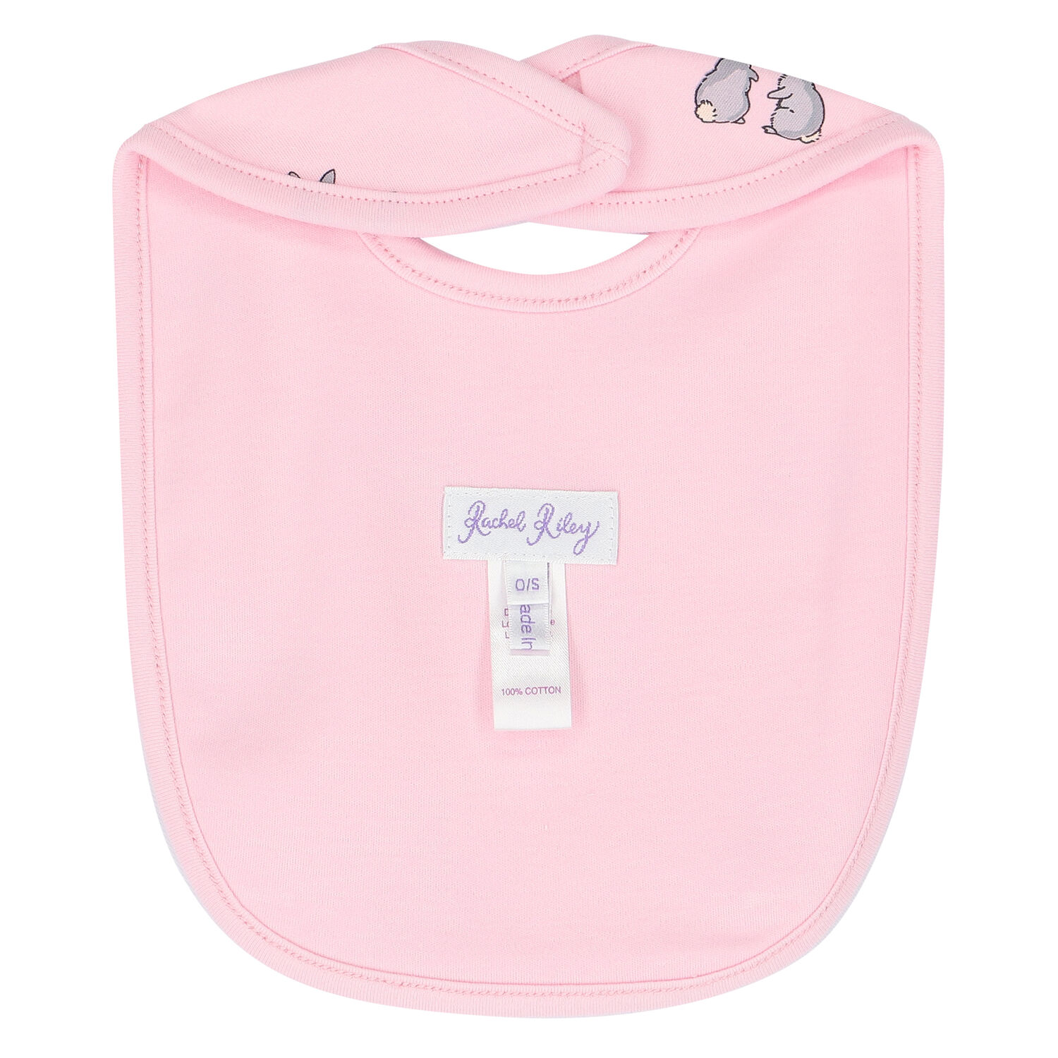 Girls Pink Bunny Baby Bib, 3, hi-res