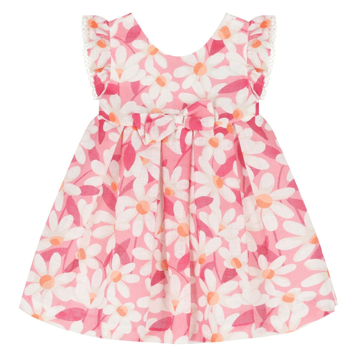 Younger Girls Pink Floral Dress, 1, hi-res