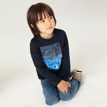 Boys Navy Blue Glow in the Dark Long Sleeve Top