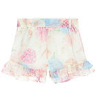 Girls Ivory Floral Shorts, 1, hi-res