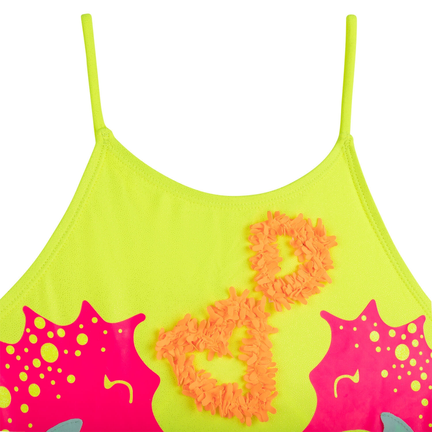 Girls Yellow Seahorse Swimsuit, 1, hi-res