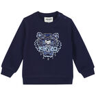 Younger Boys Navy Tiger Logo Sweatshirt, 2, hi-res