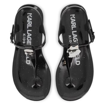 Girls Black Karl & Choupette Sandals